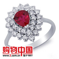 18K�׽�Ůʽ�����챦��ʯ��ָ(0.98����)