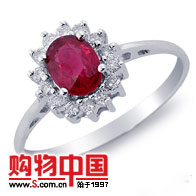 18K�׽�Ůʽ�����챦��ʯ��ָ(0.20����)